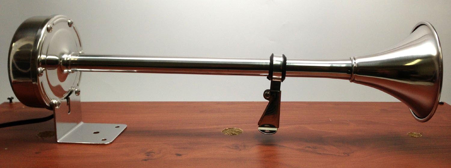 Marine Boat Stainless Steel Single Trumpet Horn 12V 115dB 380HZ Heavy Duty Pack of 2