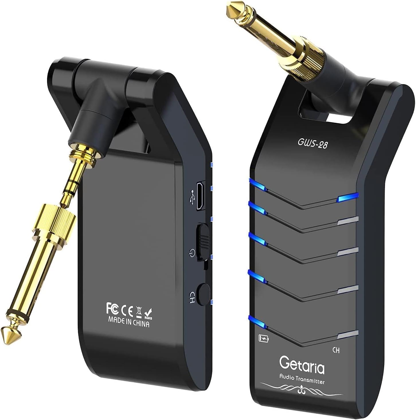 Getaria Wireless Guitar System Wireless Guitar Transmitter and Receiver 5 Channels Electric Guitar Bass Pack of 2