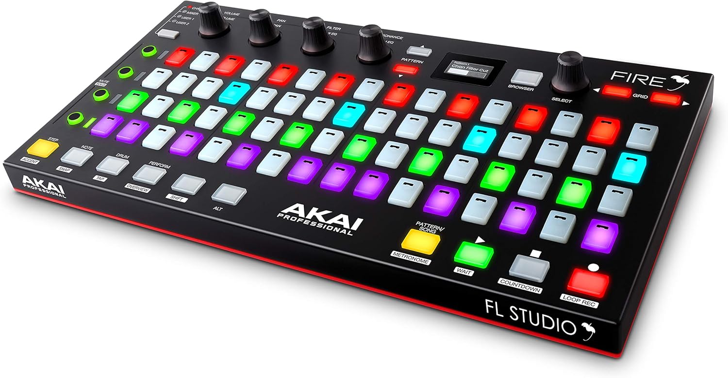 AKAI Professional Fire (Controller Only) – USB MIDI Controller for FL Studio with 64 pad RGB Clip / Drum Pad Matrix