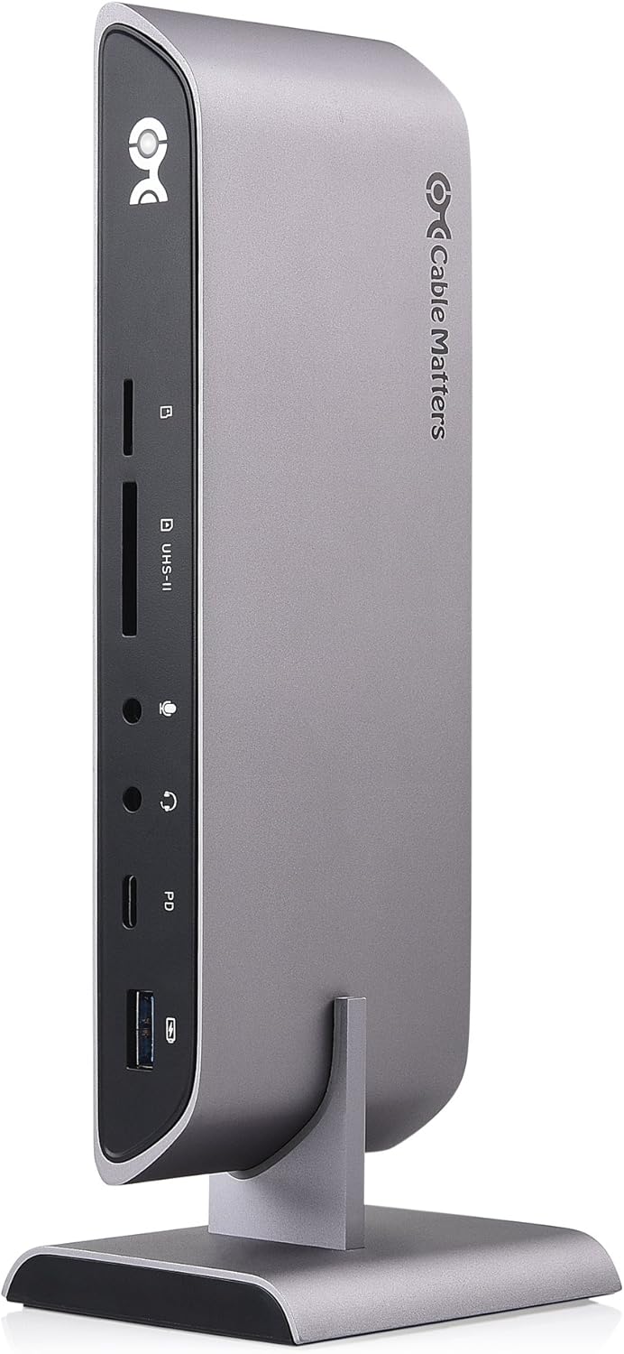 Cable Matters USB C Dock for Windows - Dual 4K DisplayPort, 80W Charging, SD Card Slot, 10Gbps USB-A/USB-C Gigabit Ethernet - Thunderbolt 4 / USB4 / Thunderbolt 3 Port Compatible USB C Docking Station Pack of 2