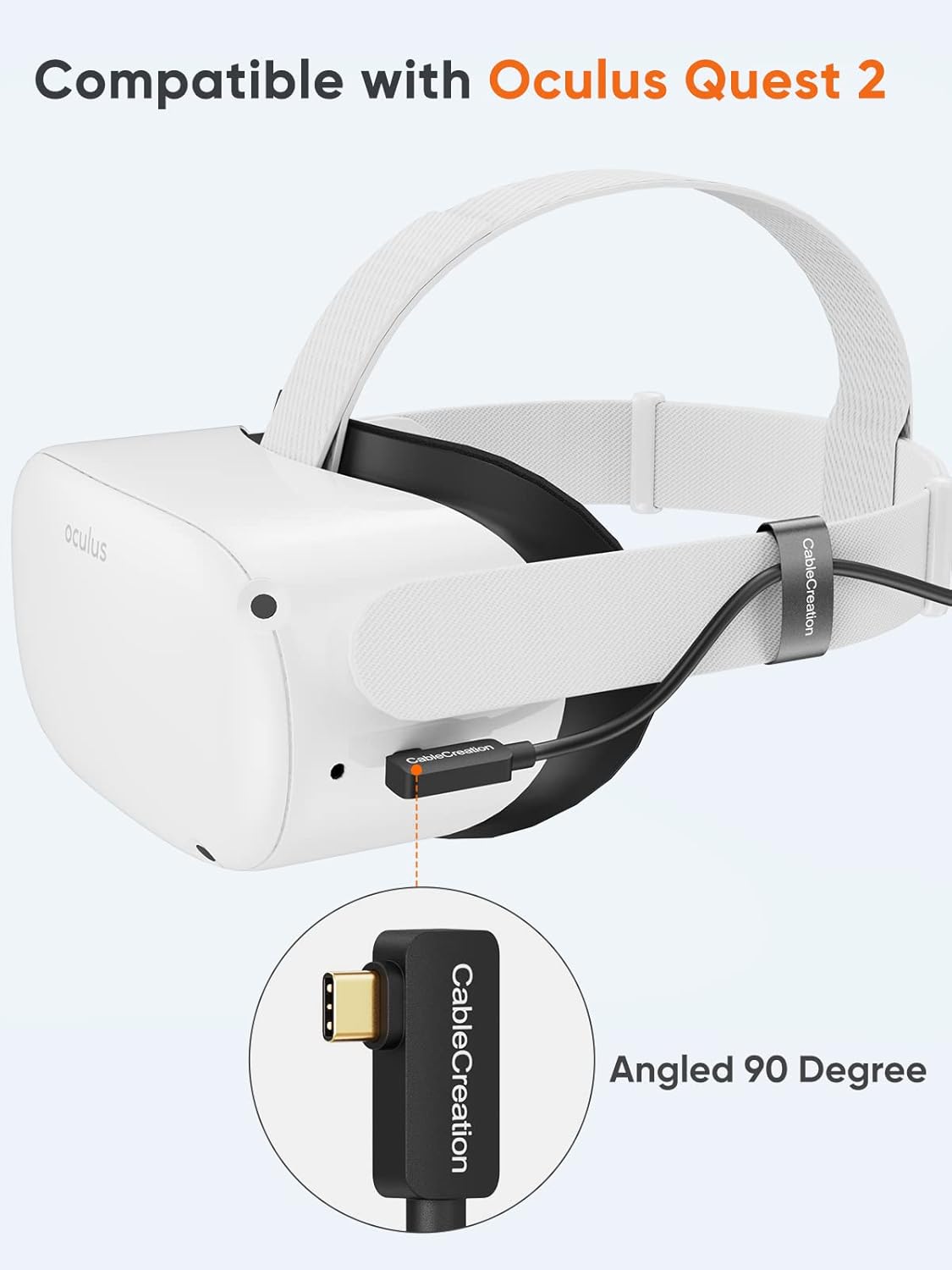 Quest Link Cable 16.4FT, CableCreation USB 3.2 Gen1 USB C to A Oculus Quest Link Cable High Speed 5 Gbps Data Compatible with Quest/Quest 2 Virtual Reality Headsets and Gaming PC, 5 Meters Pack of 2