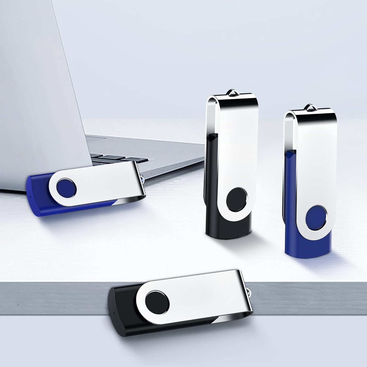 64GB USB Flash Drive Bulk 10 Pack 64 GB 64G 64 G Thumb Drive 2.0 Memory Stick Zip Drive USB Drive Jump Drive Pen Drive for Data Storage (Black , Blue) Pack of 2