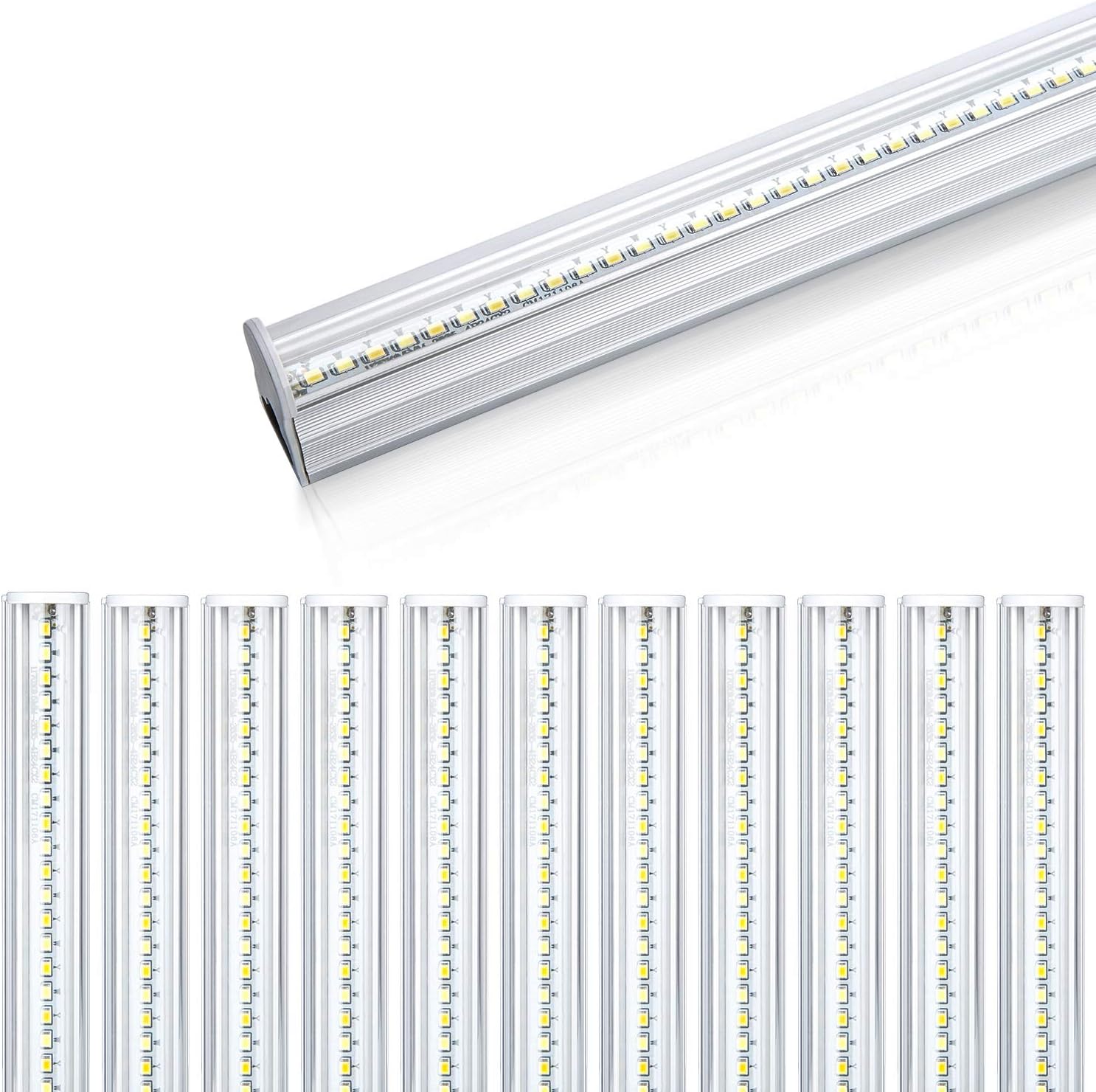 AceLite Upgraded LED T5 Integrated Single Fixture with 3 Color Temperature Adjustable, 4FT, 20W, 2200lm, 3CCT Light Tube with ON/Off Switch - Milky Cover (Cool,Warm,Daylight White) - 10 Pack Pack of 2