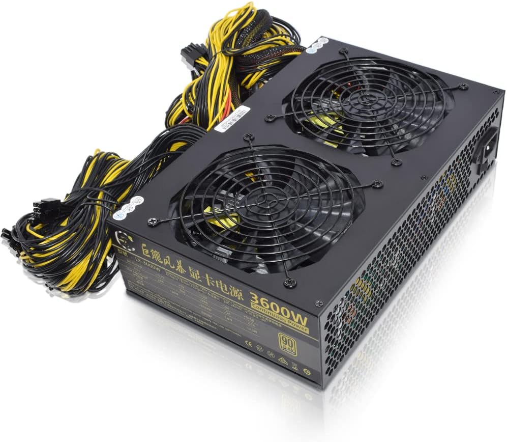 3600W ATX Power Supply 110-240V Miner/PC PSU Support 12 GPU Graphics Card for BTC ETH ETC ZEC ZCASH DGB XMR Power Mining