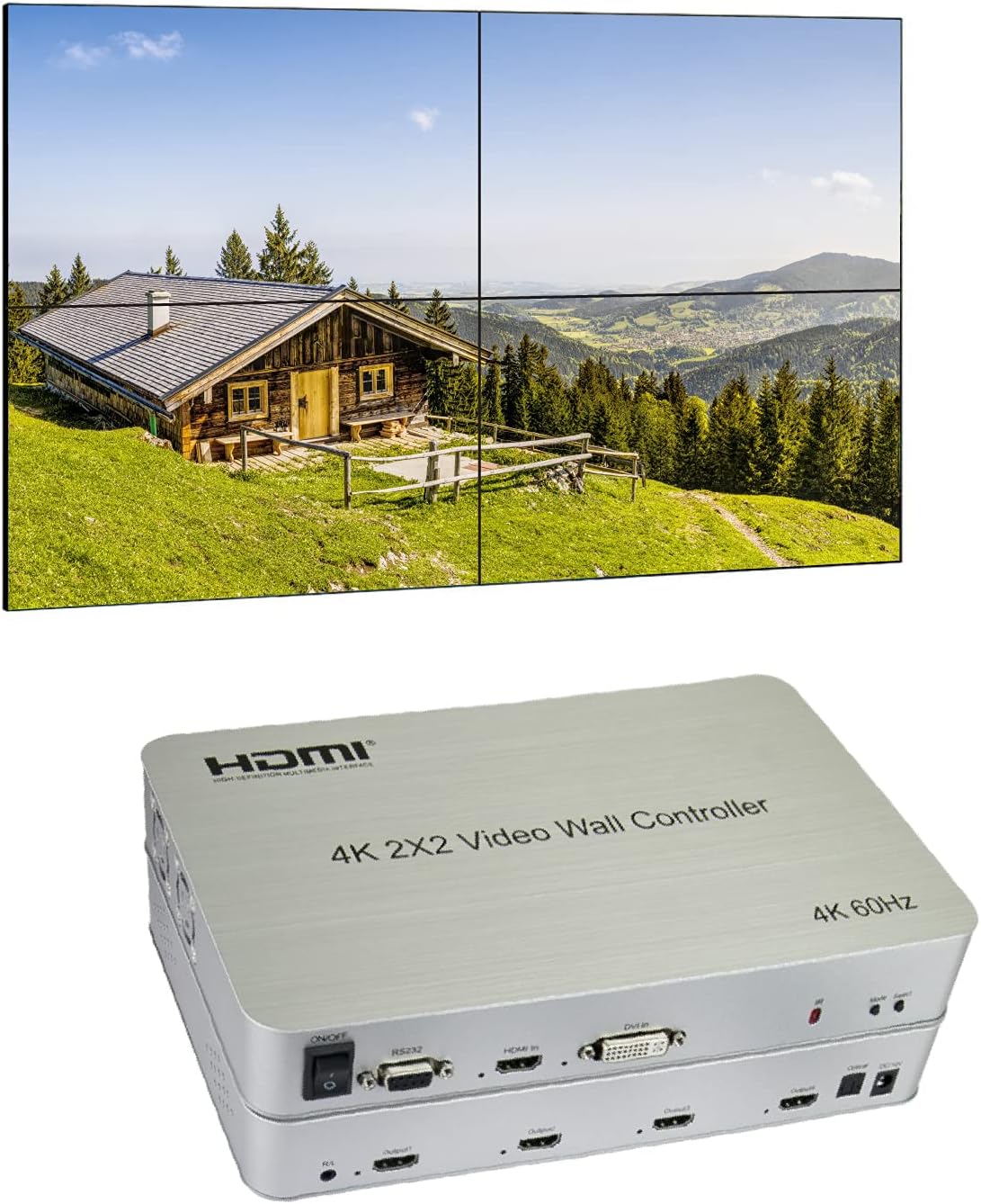 Expert Connect 2x2 Video Wall Controller | 4K@60Hz, 1080p, HDMI 2.0, HDCP 2.2 Compliant | 90° Rotation for Portrait | Edge Masking | 2x2, 1x2, 1x3, 1x4, 2x1, 3x1, 4x1