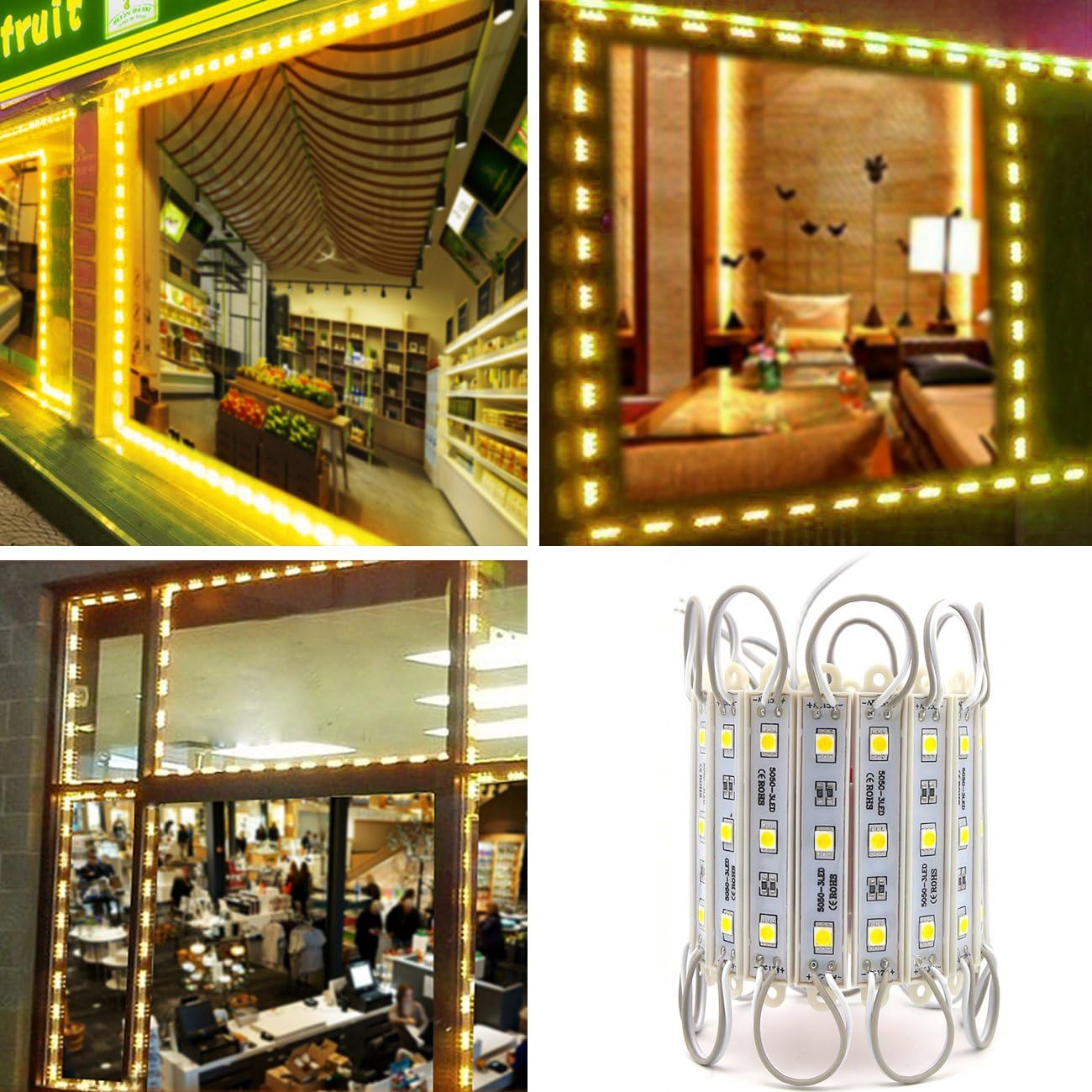 LED Storefront Lights,Pomelotree 40ft 80 Pieces Waterproof led Window Lights for Letter Sign Advertising Signs LED Light Module,4 Set 5050 SMD LED Module (White Light) Pack of 2