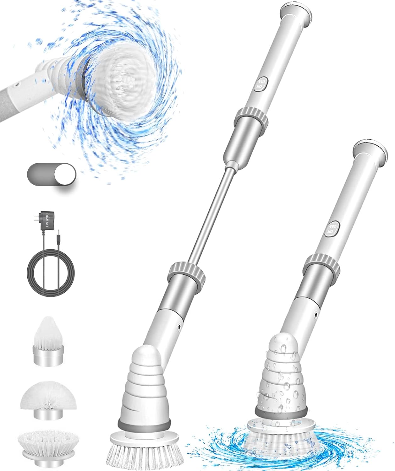 DIMUAT Electric Spin Scrubber, Shower Scrubber for Cleaning, Cordless Grout Power Bathroom Cleaner for Cleaning Tile, Floor, Bathtub Pack of 2