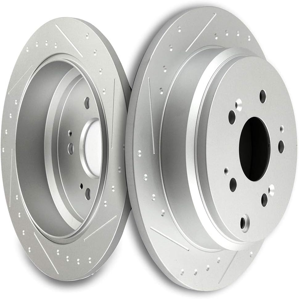 SCITOO Rear Brake Rotors,2pcs Drilled& Slotted Discs Brakes Kits fit for 2005 2006 2007 2008 2009 2010 for Honda Odyssey