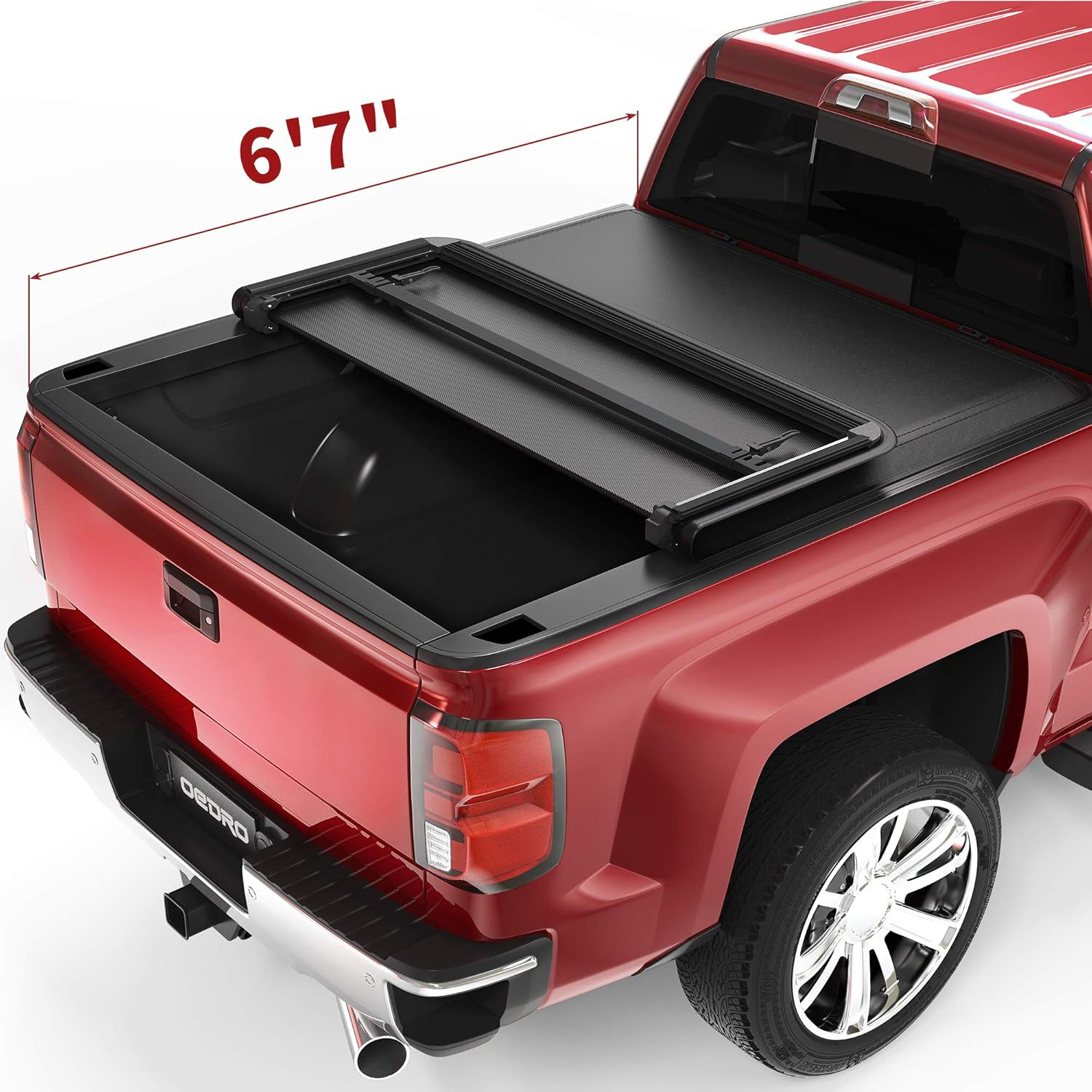 oEdRo Hard Trifold Truck Bed Tonneau Cover Compatible with 2014-2019 Chevy Silverado/GMC Sierra 1500 (2019 LD/LT ONLY); 2015-2019 Silverado Sierra 2500 3500 HD,Fleetside 6.6 Feet Bed