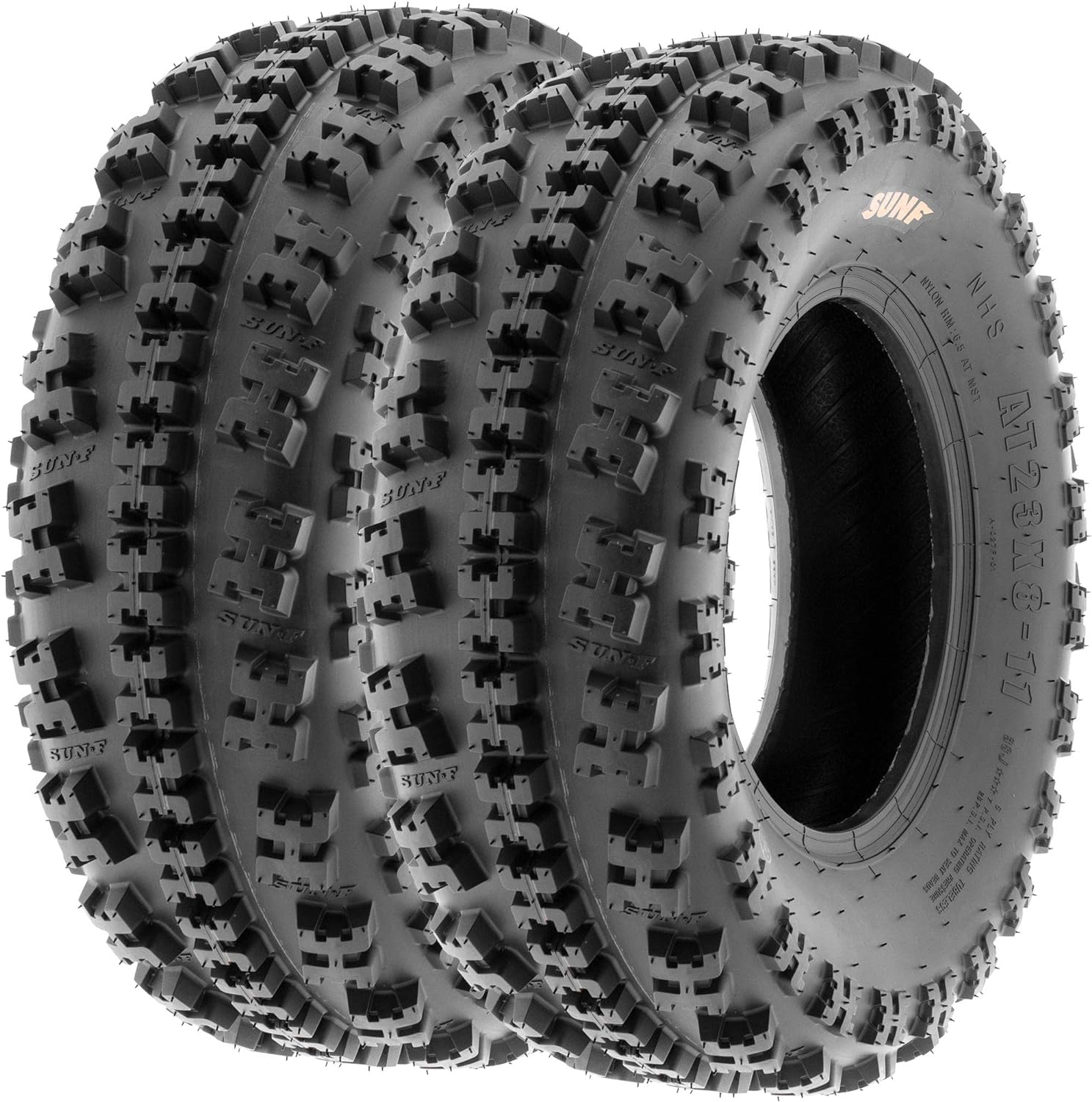 Set of 4 SunF XC 23x7-10 Front & 22x10-9 Rear ATV UTV Knobby Sport Tires,6 PR Tubeless A027