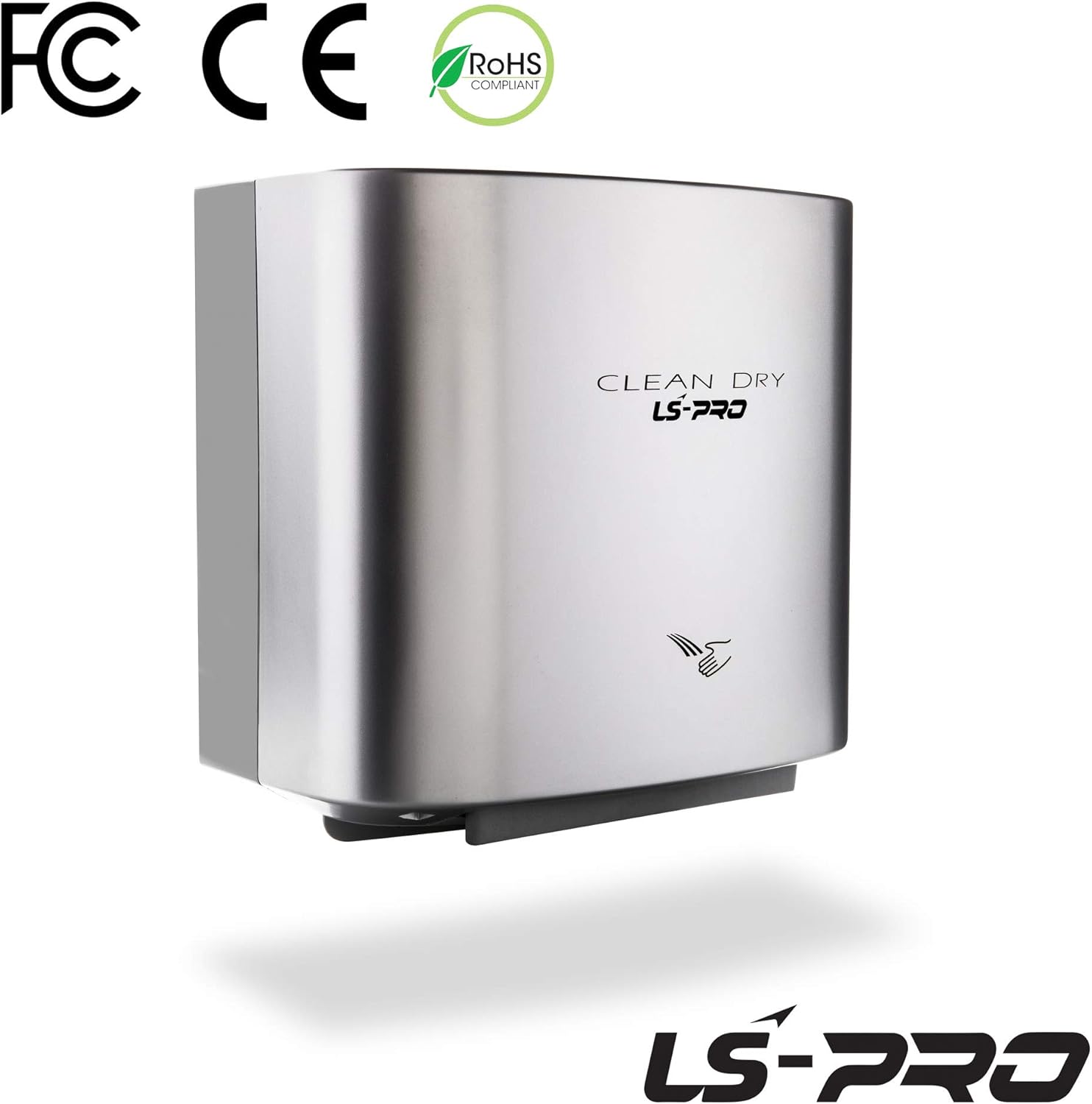 LS-PRO Automatic Hand Dryer for Commercial Bathrooms. High Speed Hot Air, Dry Hands in 7s. No Touch Operation with Infrared Sensor. Easy & Fast Installation. Low Noise 60 dB. 1 year warranty