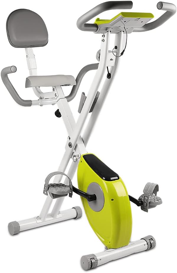 Folding Exercise Bike, Magnetic Stationary Bike with LCD Monitor and Pulse Grip for Home Gym Cardio Workout Cycling Recumbent Bikes for Adults Seniors