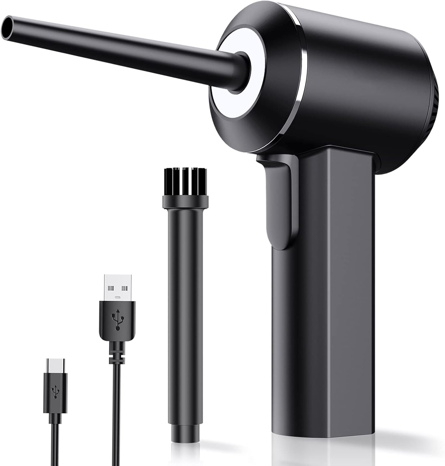 MECO Cordless Compressed Air Duster, 45000 RPM Electric Air Blower for Computer Keyboard Electronics Cleaning with LED Light, Two Gears Adjust, Rechargeable Battery, Replaces Compressed Air Cans Pack of 2