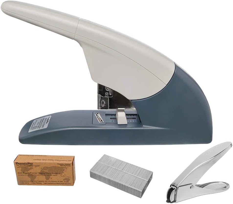 PraxxisPro PowerForce 175 Heavy Duty Flat Clinch Stapler, 20 to 175 Sheets Using one Size 3/4