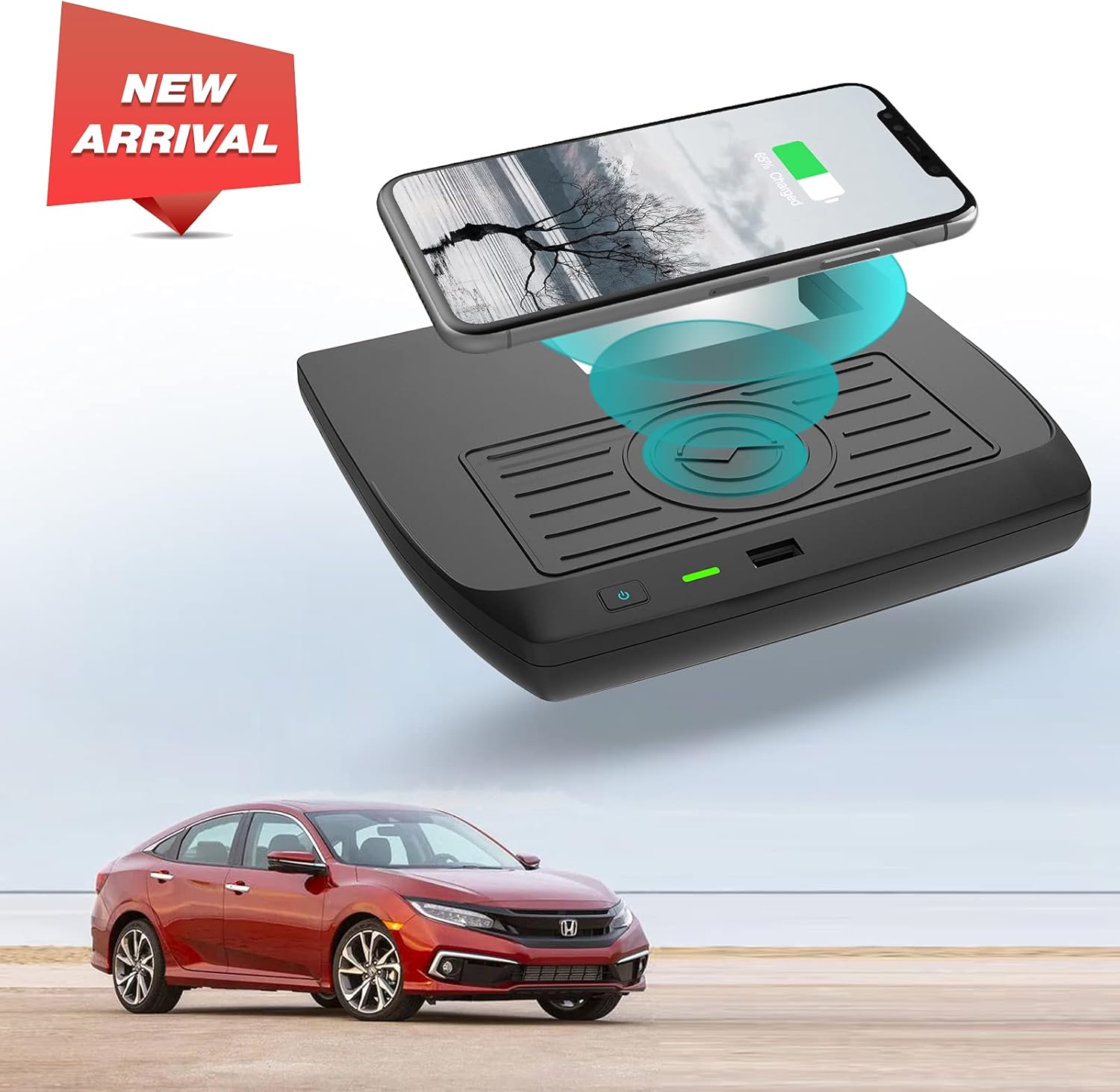 Wireless Charger for Honda Civic 2021 2020 2019 2018 2017 2016, for 10th Gen Honda Civic Sport, Si, Lx, Ex, Coupe. Center Console Accessories Pack of 2