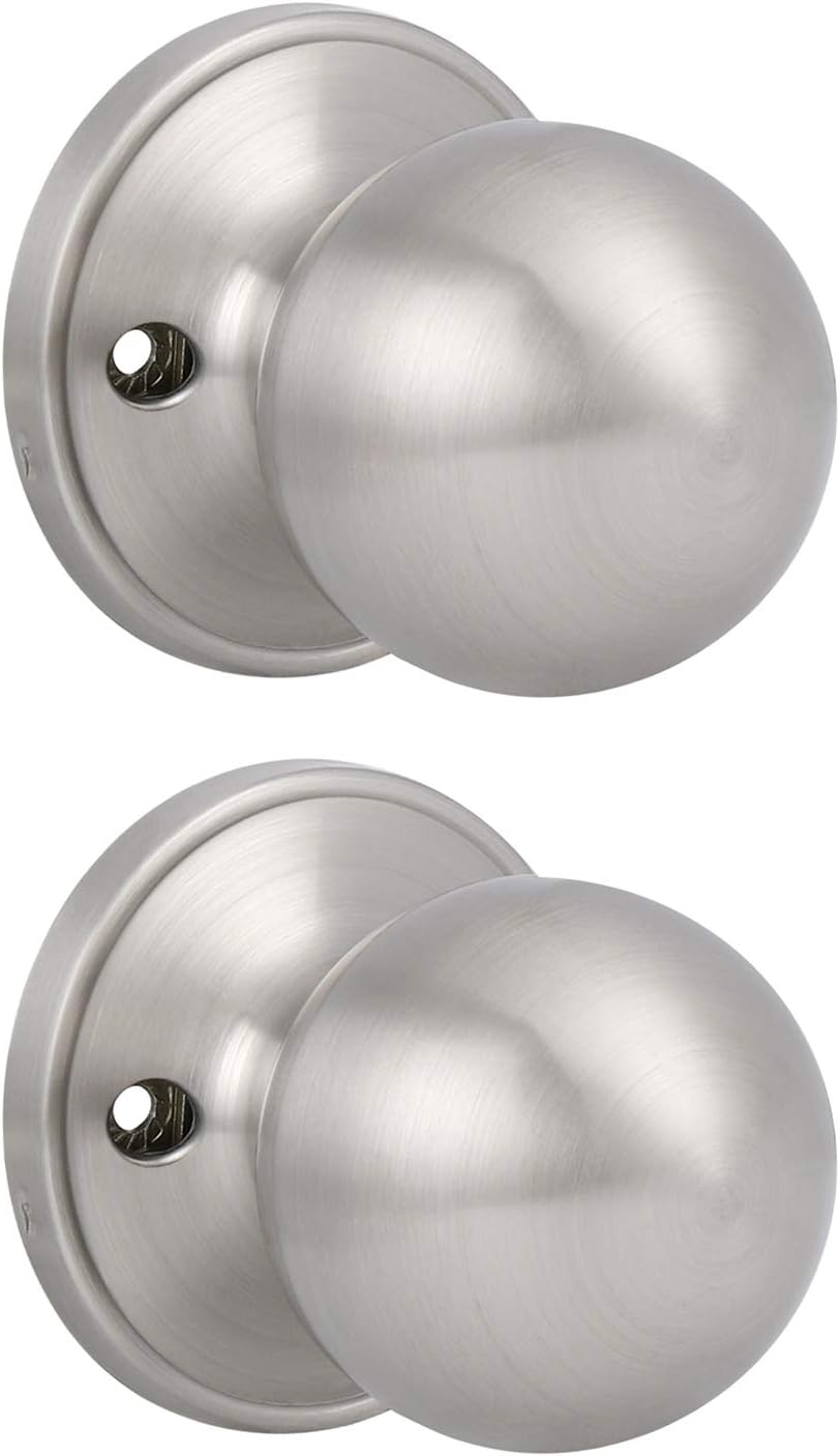 5 Pack Passage Door Handles Ball Shape for Hall/Closet Without Keys Brushed Nickel Finish Pack of 2