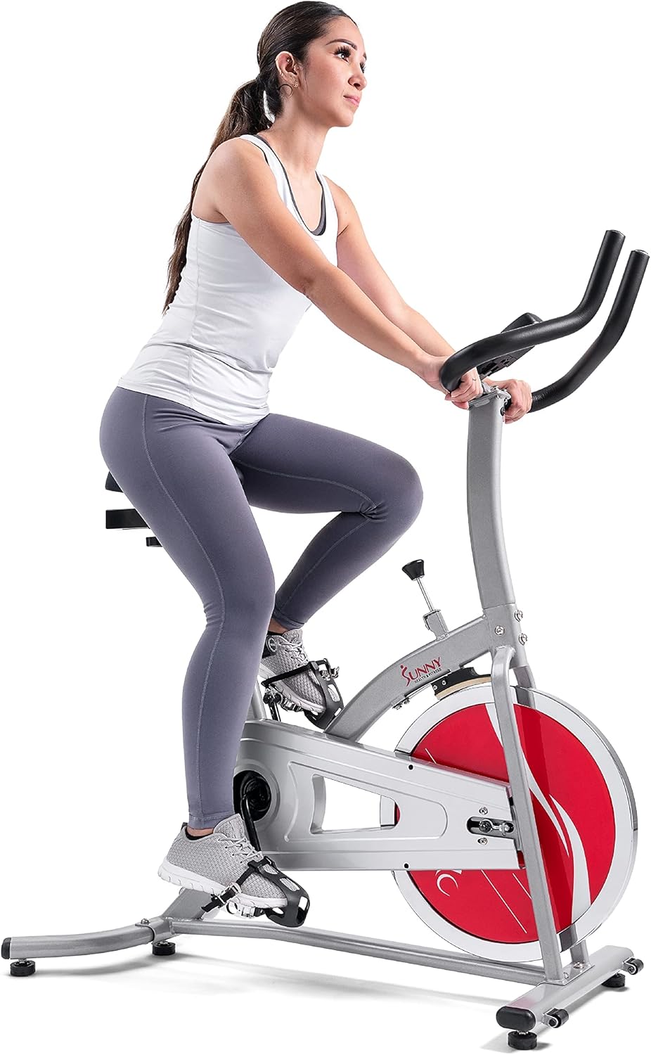 Sunny Health & Fitness Indoor Cycle Exercise Bike with Heavy Chrome 49 LB / 22 LB Flywheel