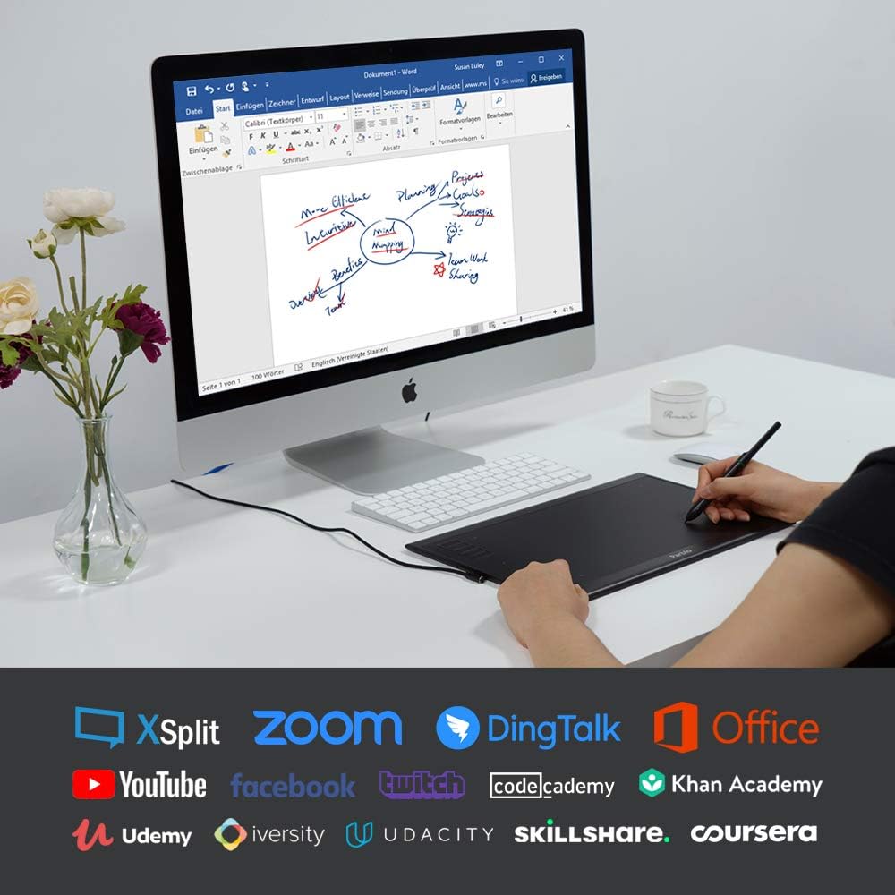 Parblo A610 V2 Graphic Drawing Tablet, 10 x 6 inch Large Area Art Pen Tablets with 8 Hot Keys, Battery-Free Stylus 8192 Pen Pressure, Ideal for Online Learning, Remote Work, Digital Art Craft Pack of 2