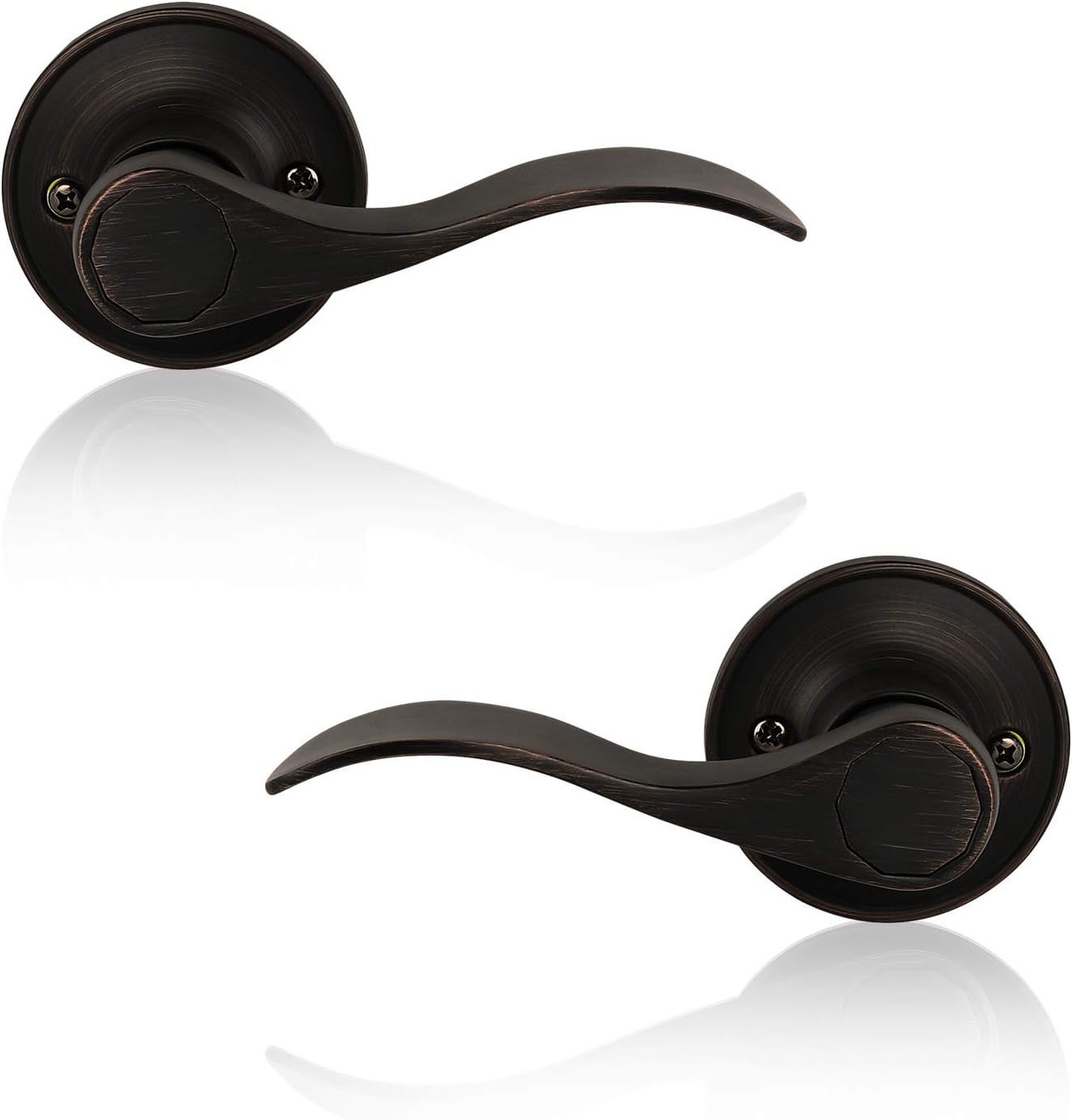 4 Pack Dummy Door Lever Wave Style Leverset Door Handles Right and Left Handed Oil Rubbed Bronze Finish by Probrico Pack of 2
