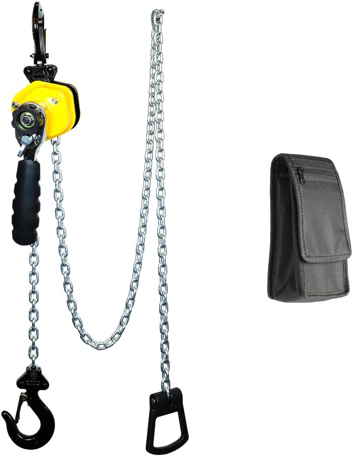 Toriexon 550LBS Manual Lever Chain Hoist Mini Puller 1/4 Ton Capacity Portable Chain Come Along 5 Feet Lift G80 Chain Ratchet Lever Hoist with Hook Pack of 2