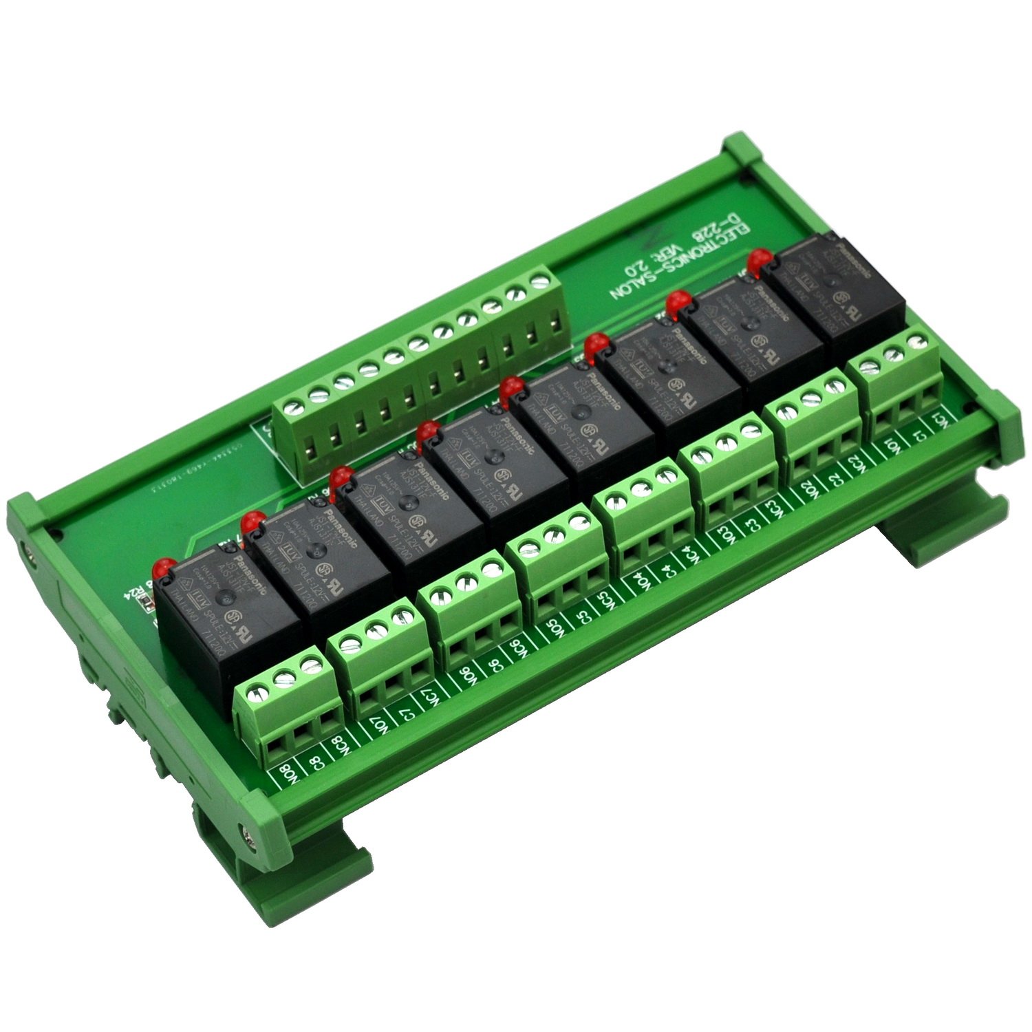 Electronics-Salon DIN Rail Mount 8 SPDT Power Relay Interface Module. (Operating Voltage: DC 12V) Pack of 2