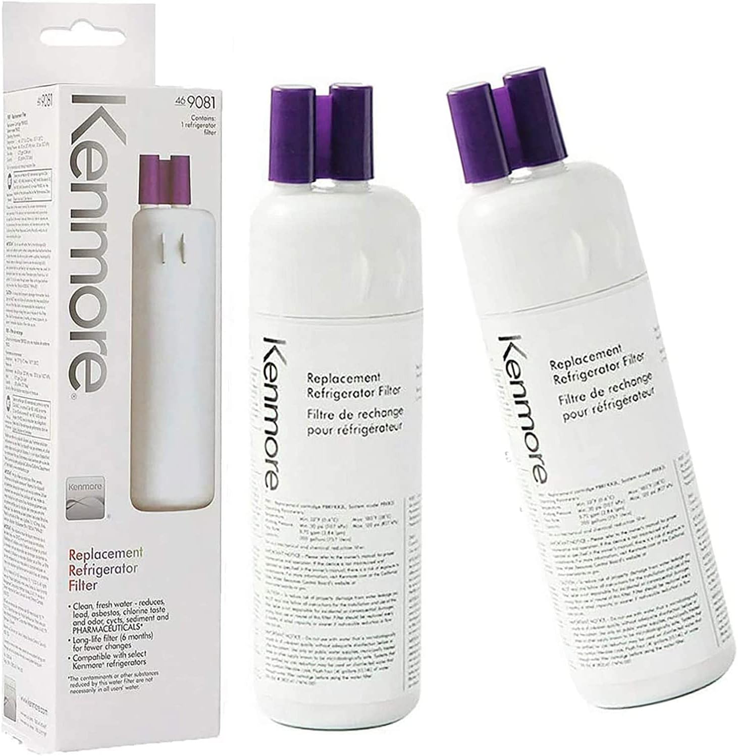 W10295370A Water F ilter EDR1RXD1 Replace 9081, 46-9081, F ILTER1, Replacement for Kenmore 9081, 9930, P8RFWB2L, P4RFWB (9081-2 PACK) Pack of 2