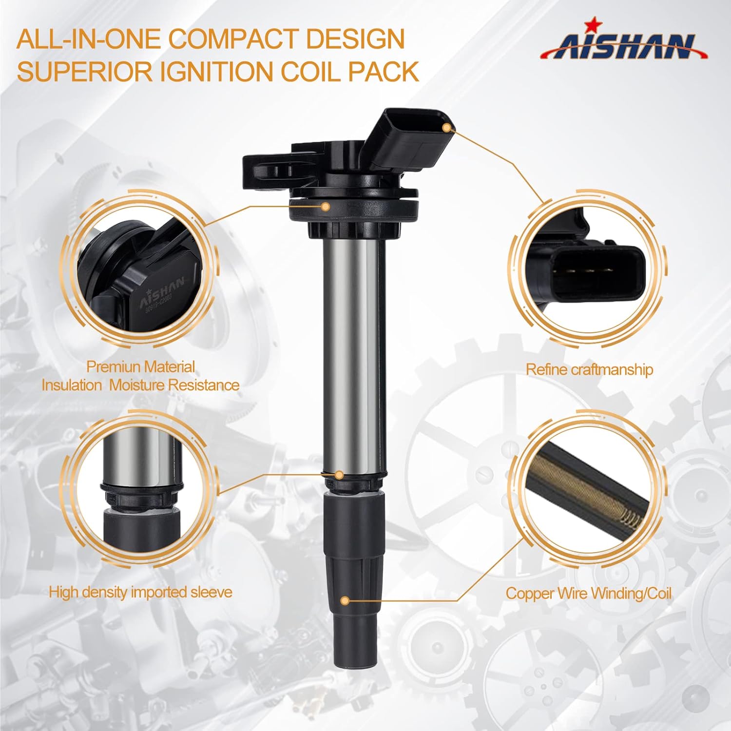 AISHAN Set of 4 Ignition Coil Pack Compatible with 2009-2017 Corolla 1.8L 2.4L L4 Prius, Plug-In,Vibe,IM xD, CT200h| Replace#UF596 UF619 Pack of 2