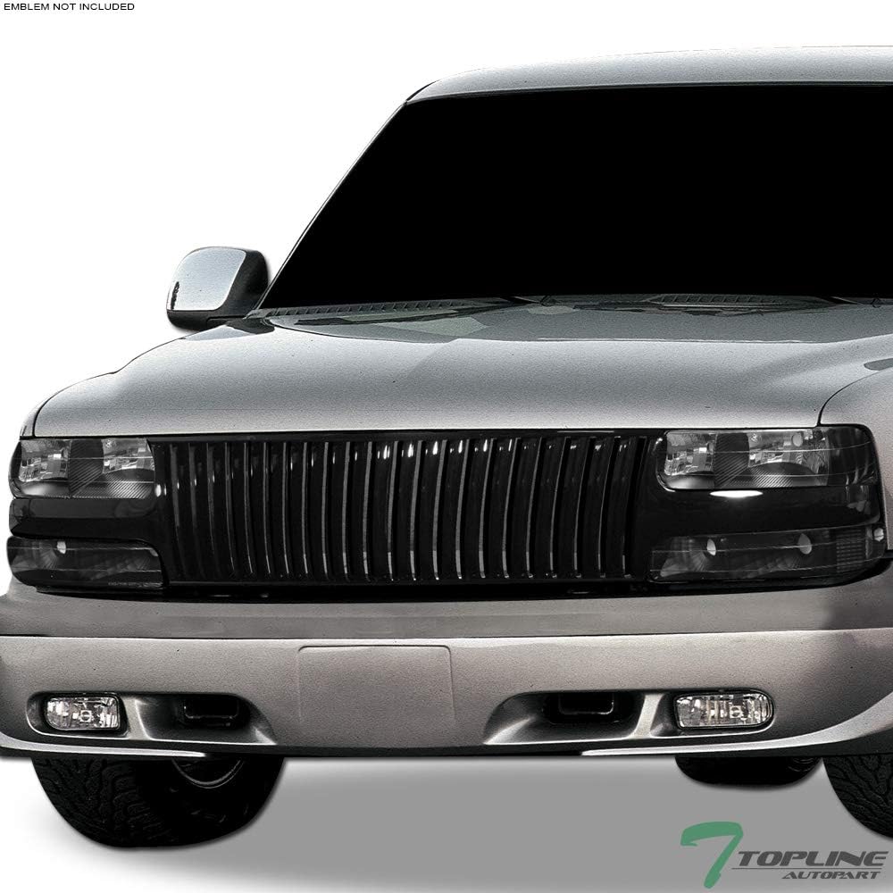 TLAPS 7422438625670 For 1999-2002 Chevy Silverado 1500 2500/2000-2006 Tahoe Suburban Glossy Black Vertical Front Grille