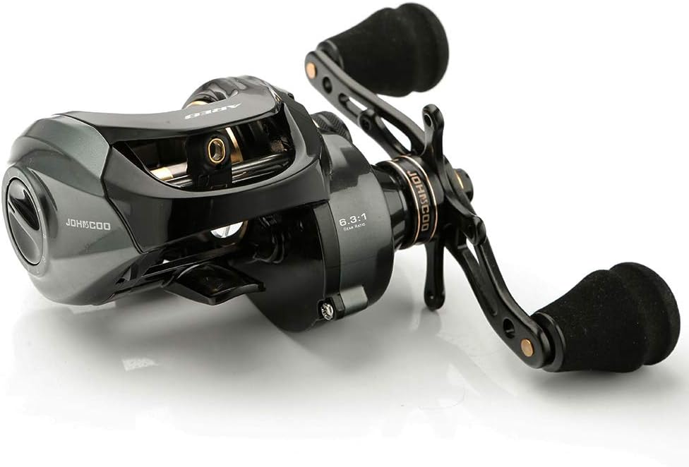 JOHNCOO ARES Baitcasting Reel Max Drag 12kg/26.5lb Big Fish Fishing Reel for Saltwater and Freshwater Aluminum Frame Heavy Duty 6.3:1 Gear Ratio Pack of 2