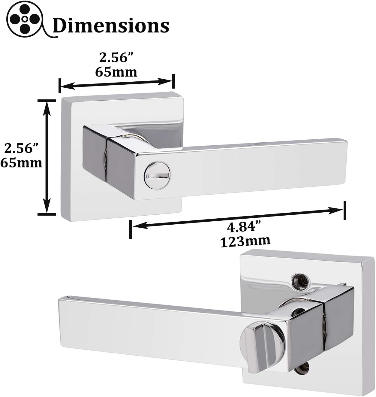 Gobrico Polished Chrome Bed/Bath Levers Square Privacy Locks 5 Pack