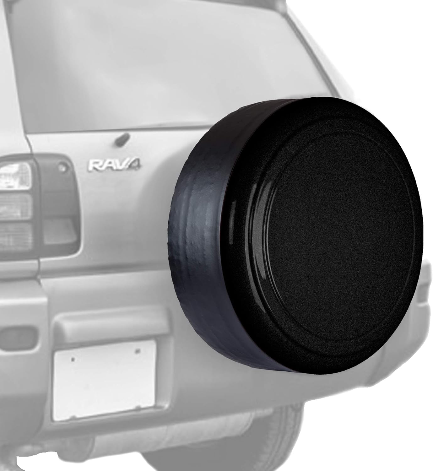 Boomerang Rigid Tire Cover for Toyota RAV4 - (Hard Plastic Face & Vinyl Band) - Black Textured