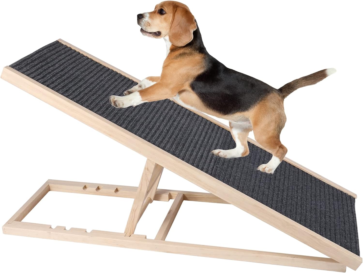 Domaker Wooden Pet Ramp for Dogs and Cats, Dog Ramp Height Adjust from 11.81inches to 23.6inches with Non Slip Carpet Surface for SUV, Bed, Couch,Supports up to 110lb Great for All Small Large Animals