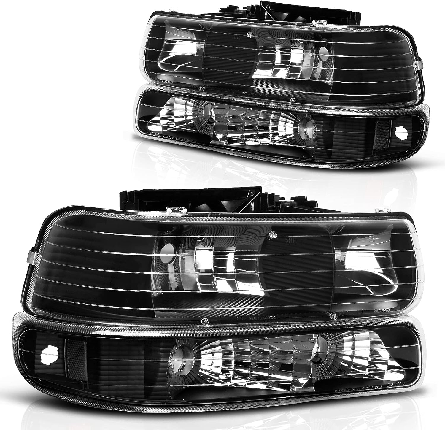 DWVO Headlight Assembly Compatible with 99-02 Chevrolet Silverado 1500 2500/01-02 Chevy Silverado 1500HD 2500HD 3500HD/00-06 Chevy Tahoe Suburban 1500 2500 (Not for GMC)