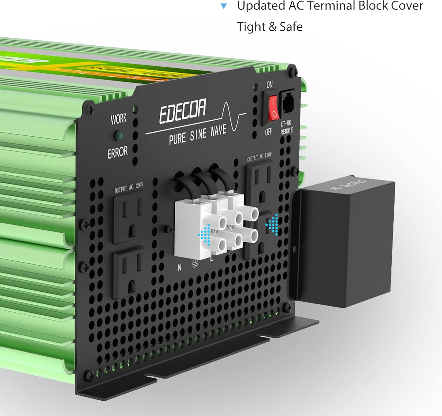 EDECOA 3500 Watt 24V Pure Sine Wave Power Inverter DC 24V to 120V 110V AC with LCD AC Terminal Block (3500W/24V V3.1 ( ET-RC Remote))