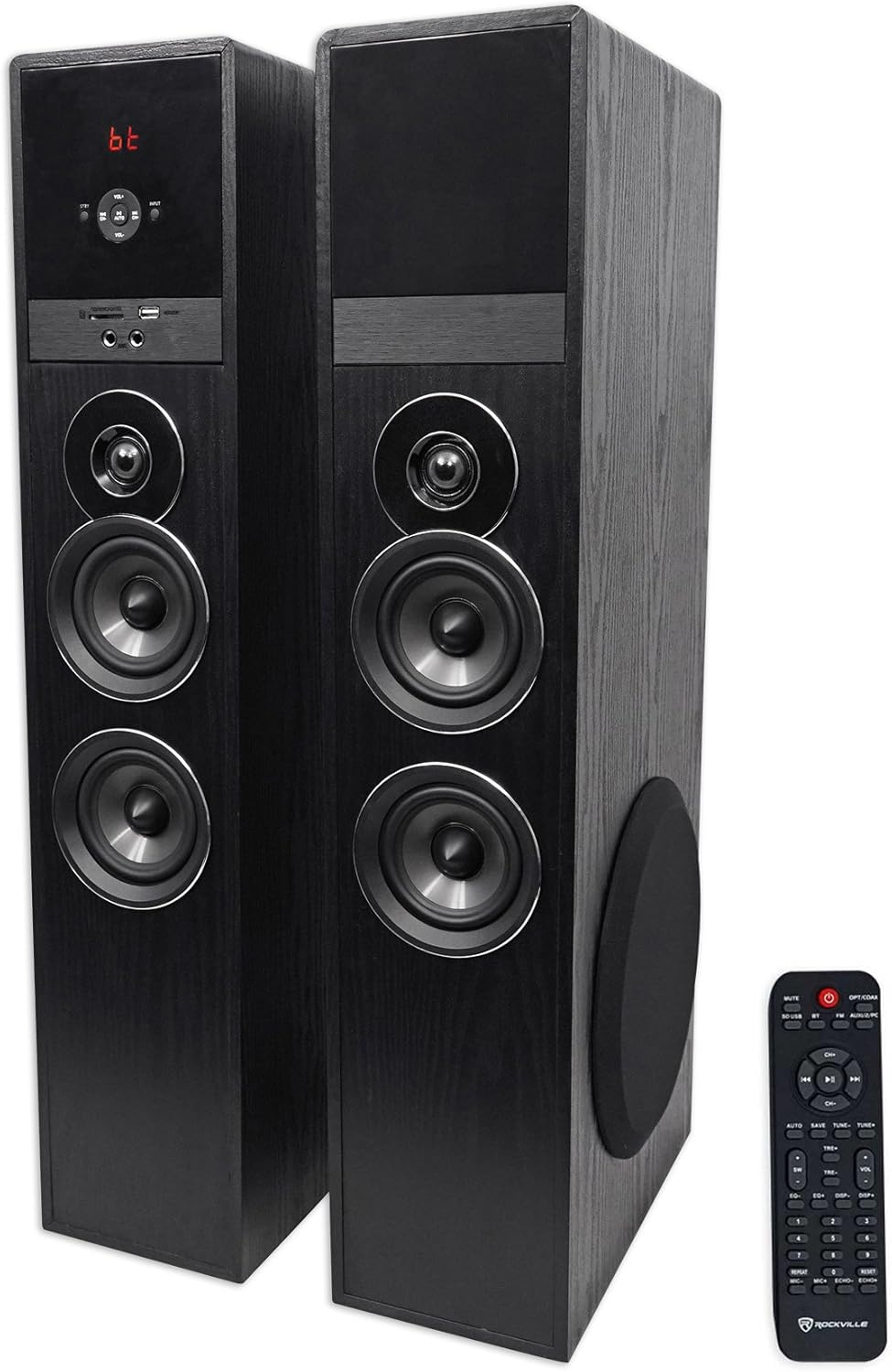 Rockville TM80C Cherry Powered Home Theater Tower Speakers 8