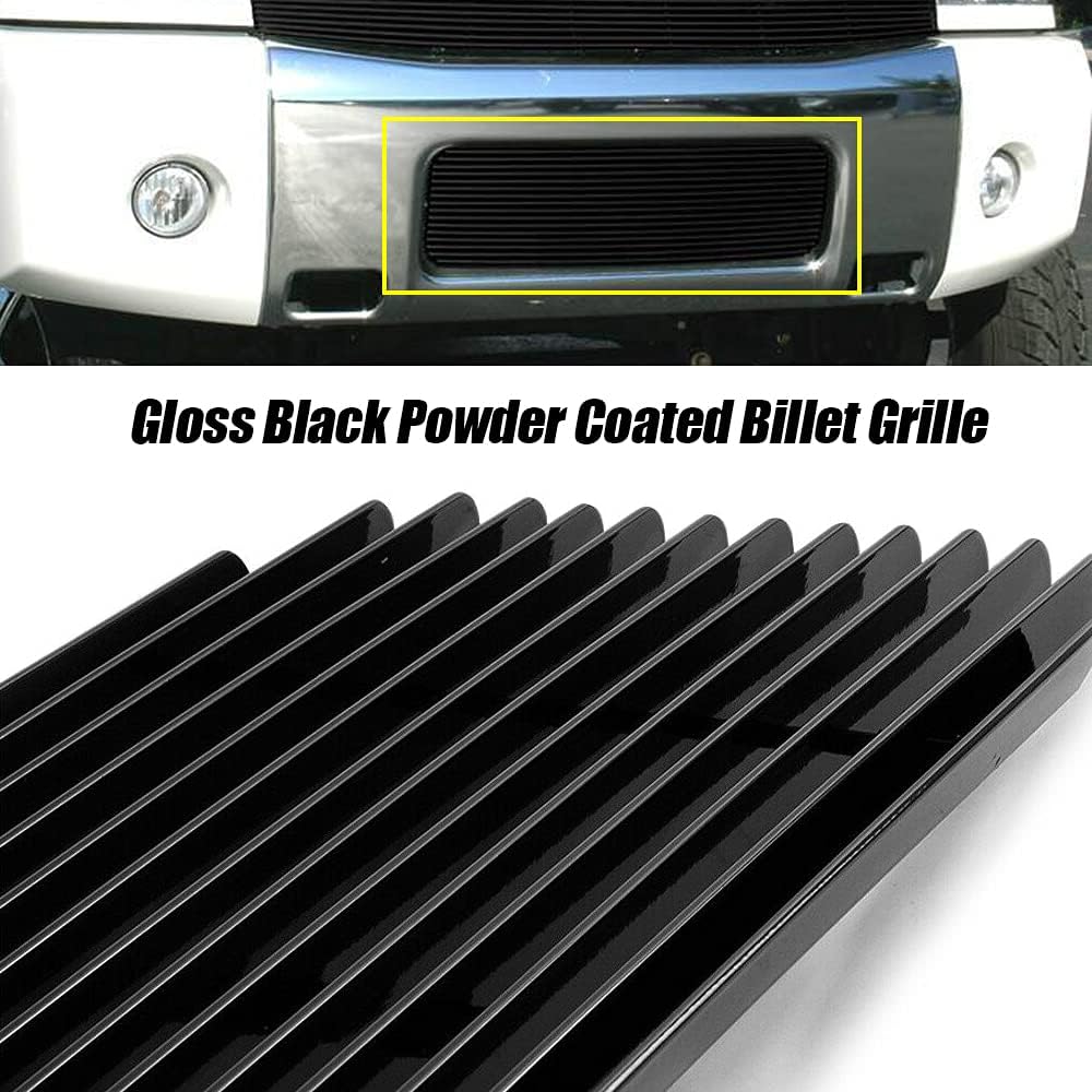 Titan Front Grille Bumper Grille Black Powder Coated Billet Grille Compatible with 2004-2015 Titan/2004-2007 Armada Pack of 2
