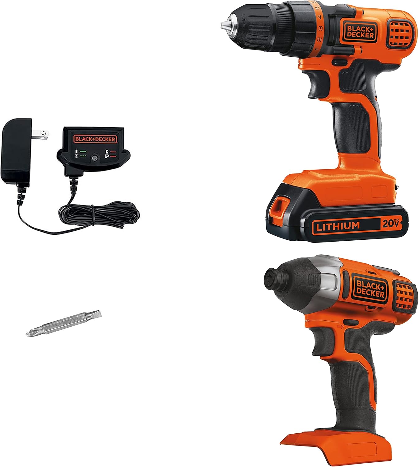 BLACK+DECKER 20V MAX* POWERCONNECT Cordless Drill/Driver + Impact Driver Combo Kit (BD2KITCDDI)