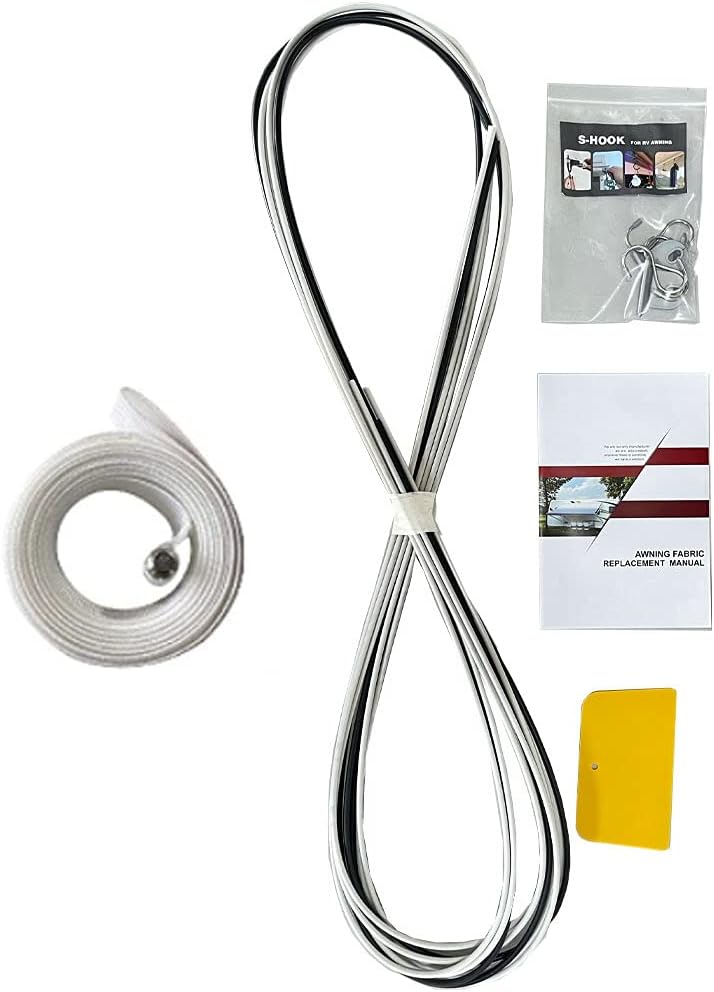 Suncode RV Awning Fabric Replacement Waterpoof Sun Shade Screen Universal Fit Camper Awning Replacement 16oz Vinyl RV Canopy Travel Trailer Awning Replacement 20 Feet Black Shale Fade