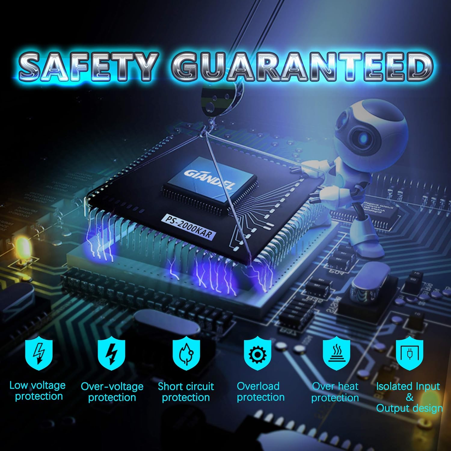 GIANDEL 24 Volt 2000W Pure Sine Wave Power Inverter DC 24V to AC120V with Dual AC Outlets with Remote Control 2.4A USB and LED Display