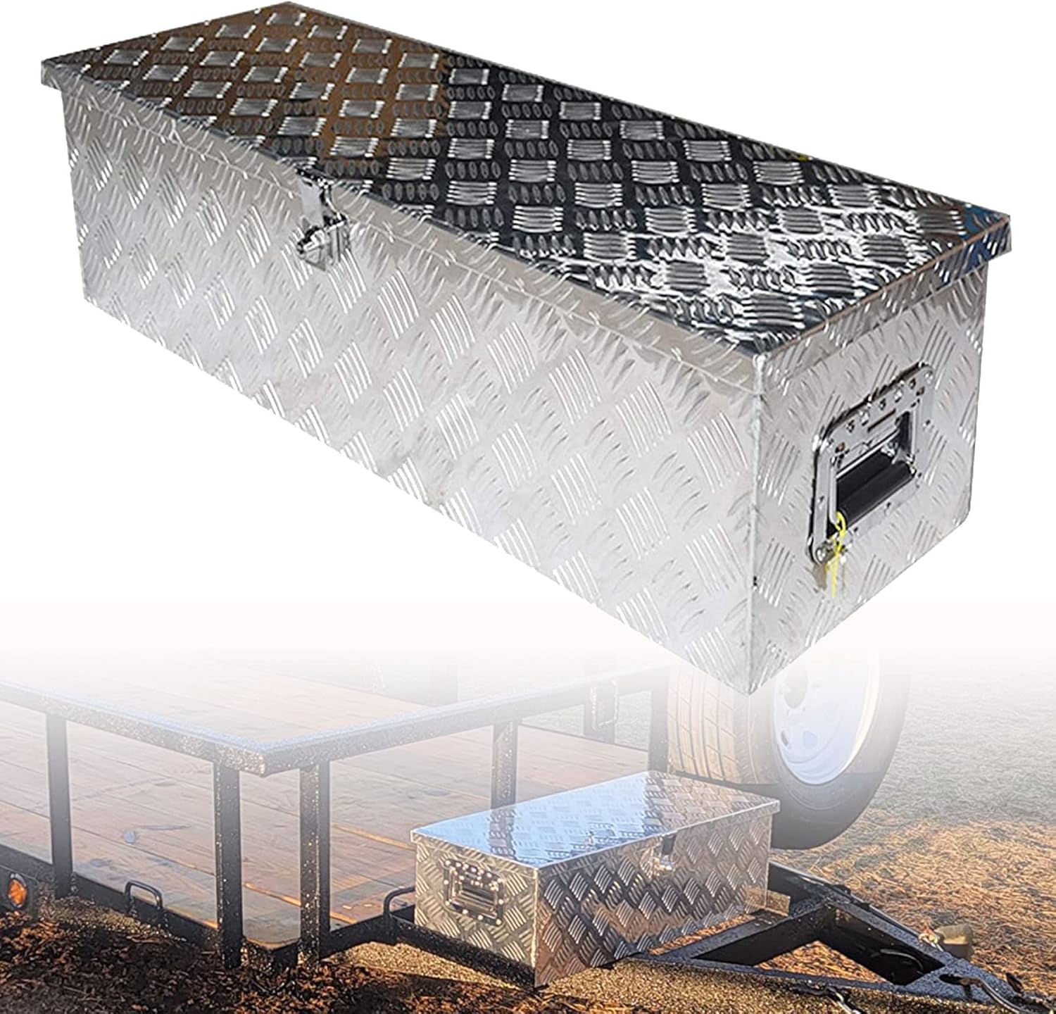 munirater 39 Inch Aluminum Tool Box Cuboid with Lock and Key Replacement for Flat Underbed Camper RV