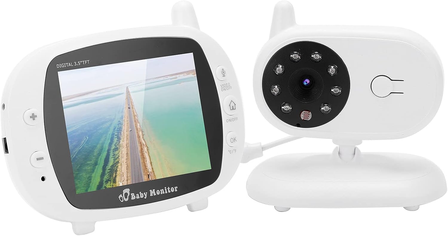 WiFi Baby Video Monitor, 3.5in Baby Monitor with Wireless Digital Camera, Full HD LCD Screen, 2‑way Audio Talk, Infrared Night Vision, 100‑240V(US)