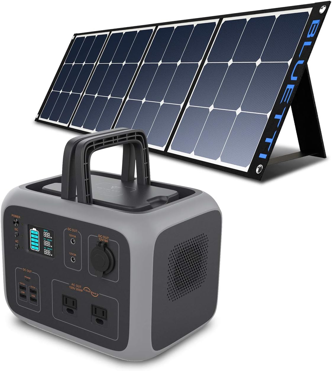 BLUETTI AC50S 500Wh Portable Power Station with Solar Panel Included, 300W/Dual AC Outlet Solar Generator Camping Battery Backup for Travel Trip RV Home Bundle w/120W Solar Charger