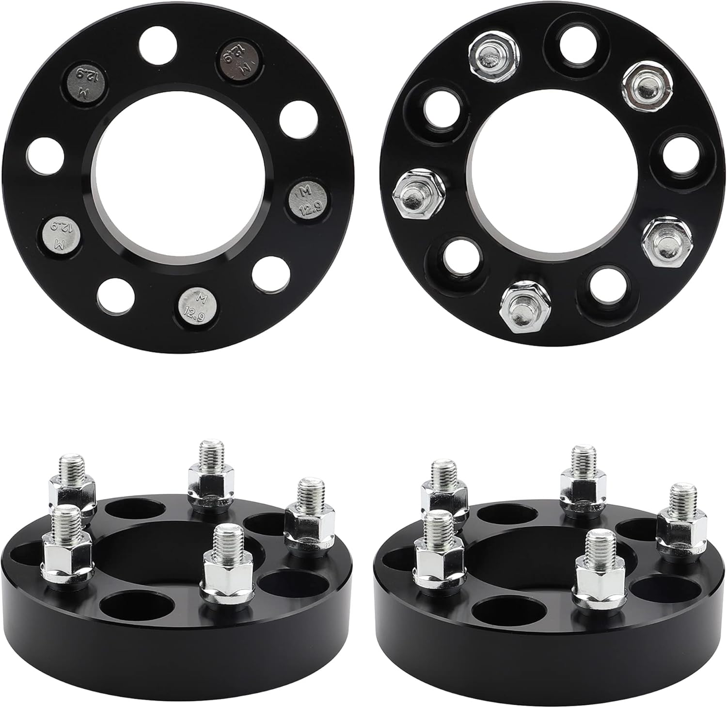 Ryin 5x4.5 to 5x112 Wheel adapters, 1.25 inch 5x114.3 to 5x112 Wheel adapters 74mm Hub Bore with 12x1.5 Thread Pitch.