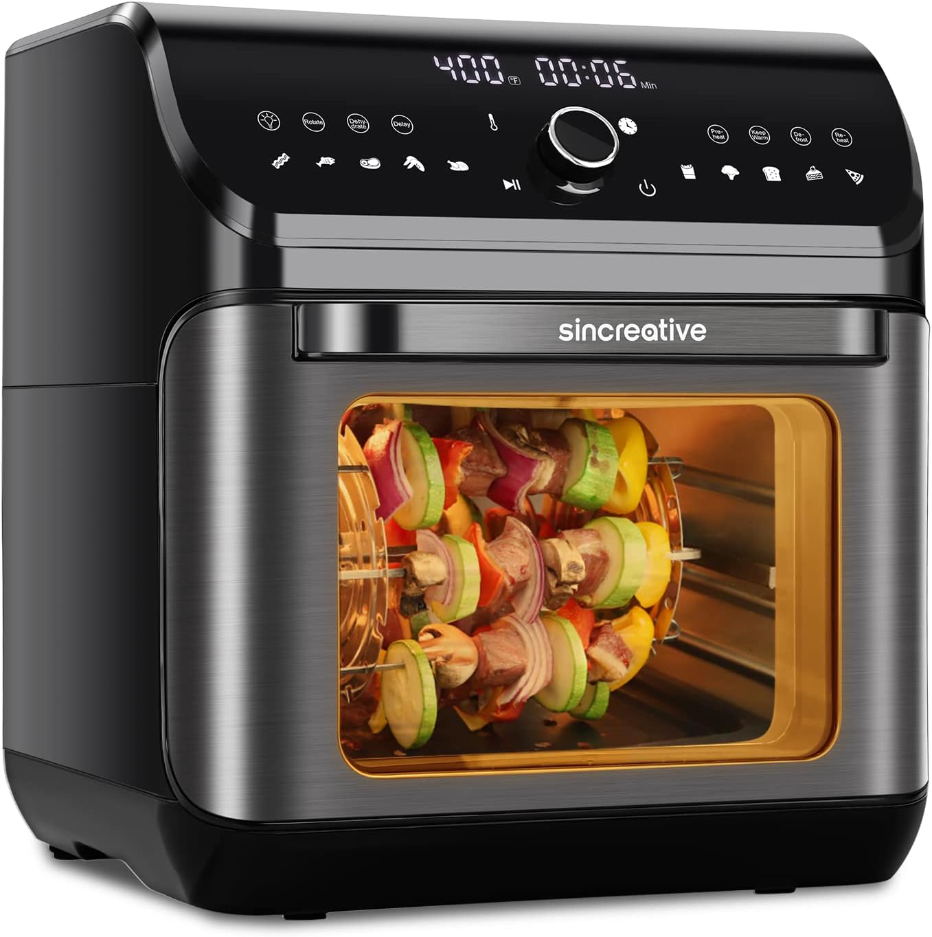 Air Fryer Oven, 10.6 QT Black Stainless Steel 10-in-1 Toaster Oven Air Fryer Combo, Digital Touchscreen Countertop Convection Oven Oilless Airfryer with 7 ​Accessories & Recipes