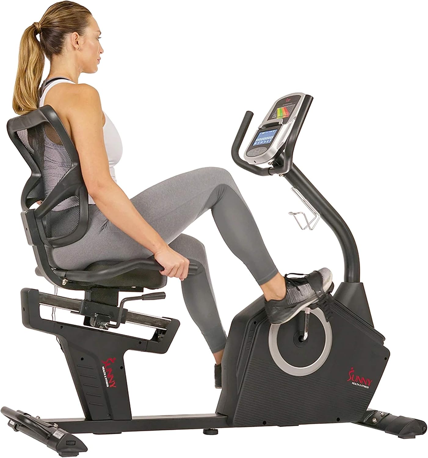 Sunny Health & Fitness Programmable Recumbent Bike - SF-RB4850, Black