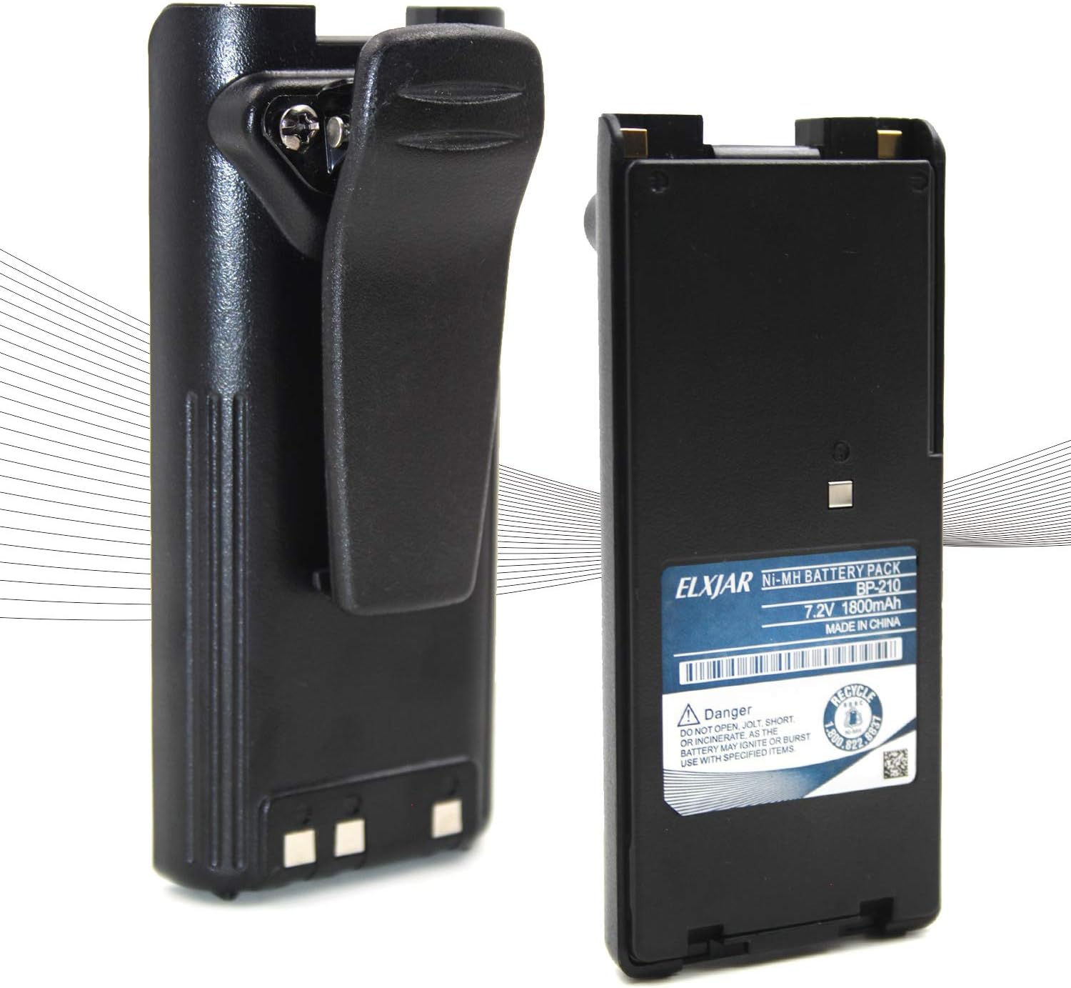 (2-Pack) 7.2V 1800mAh BP-210 Replacement Ni-MH Battery for ICOM Radios C-A6 IC-A24 IC-F30GT IC-F30GS IC-F40GT IC-F40GS IC-F3GT IC-F3GS IC-V8 Two-Way Radio BP-209 BP-222 BP-209N BP-210N BP-222N Pack of 2