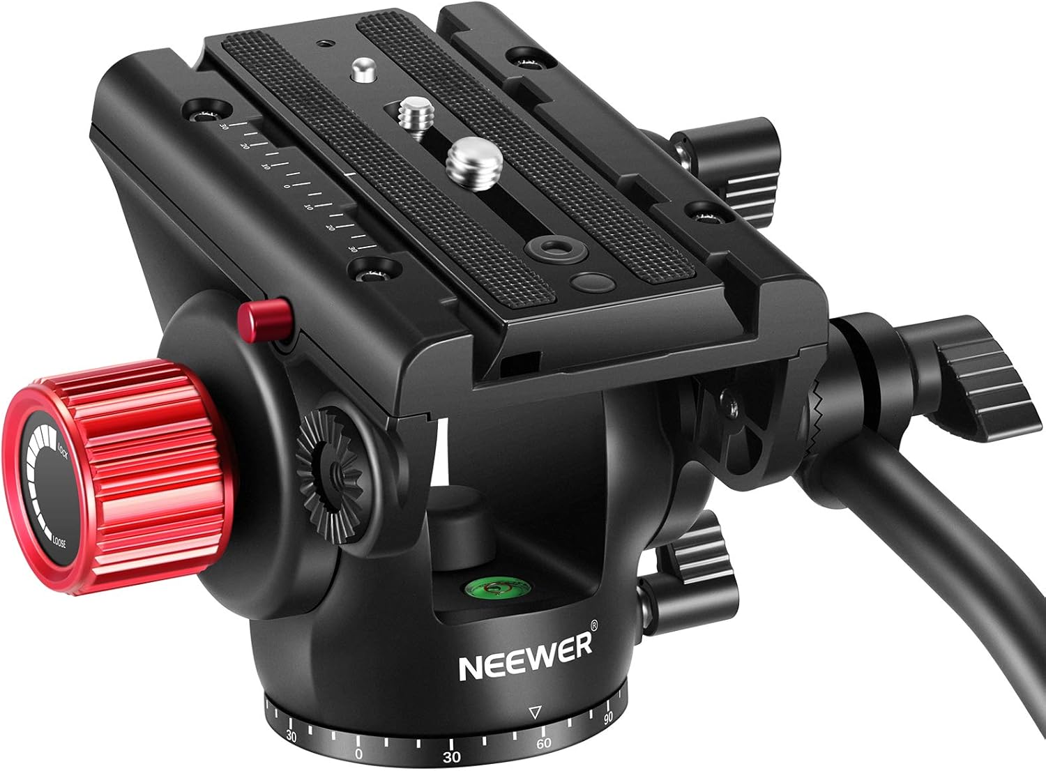 Neewer Metal Heavy Duty Video Camera Tripod Fluid Drag Pan Head with Sliding Plate and 2-Section Adjustable Handle for Tripod DSLR Cameras Video Camcorders Shooting Filming，Load up to 11pounds/5kilograms Pack of 2