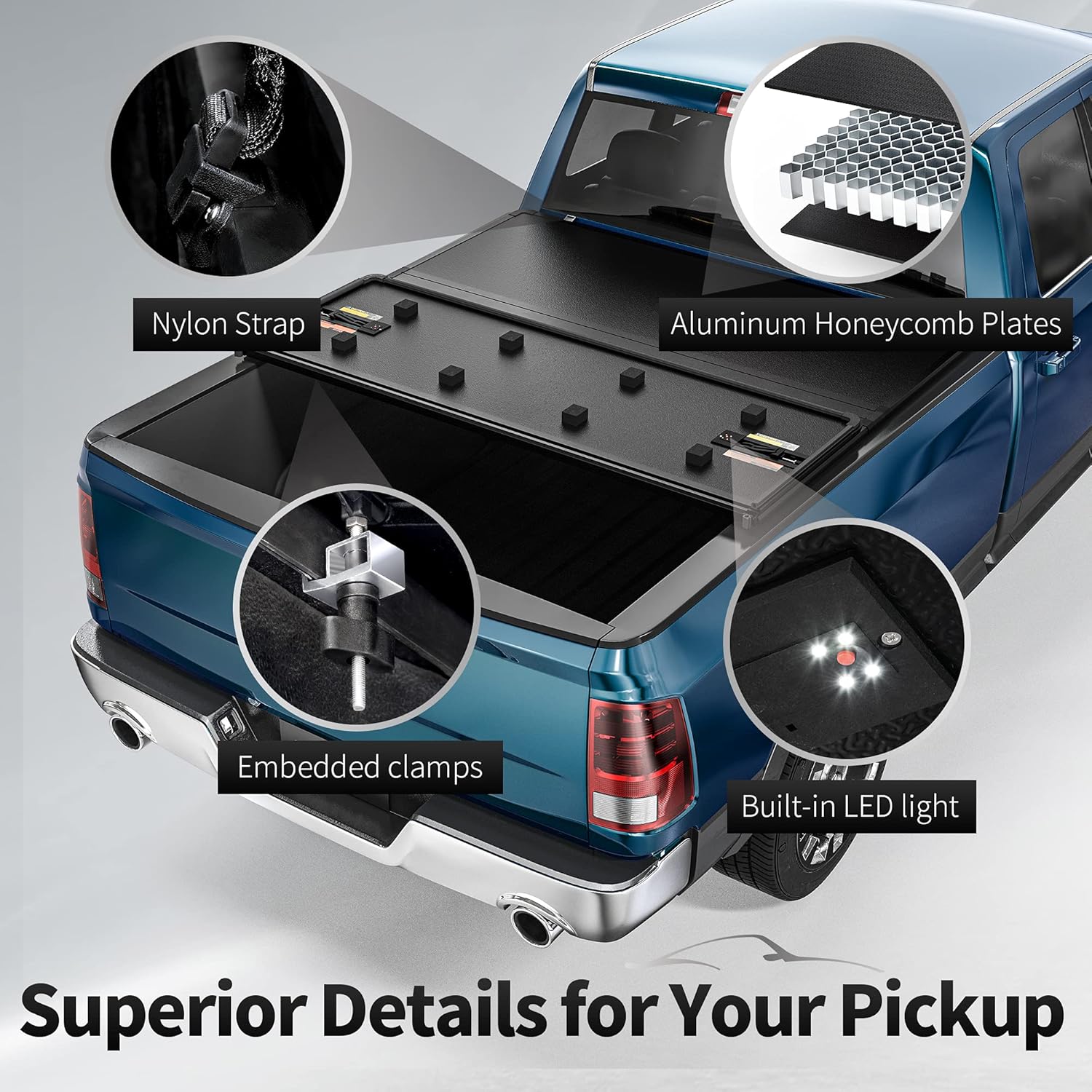 oEdRo Hard Tri-fold Truck Bed Tonneau Cover Compatible with 2009-2022 Dodge Ram 1500 (Classic & New), 5.6 ft Bed w/o RamBox