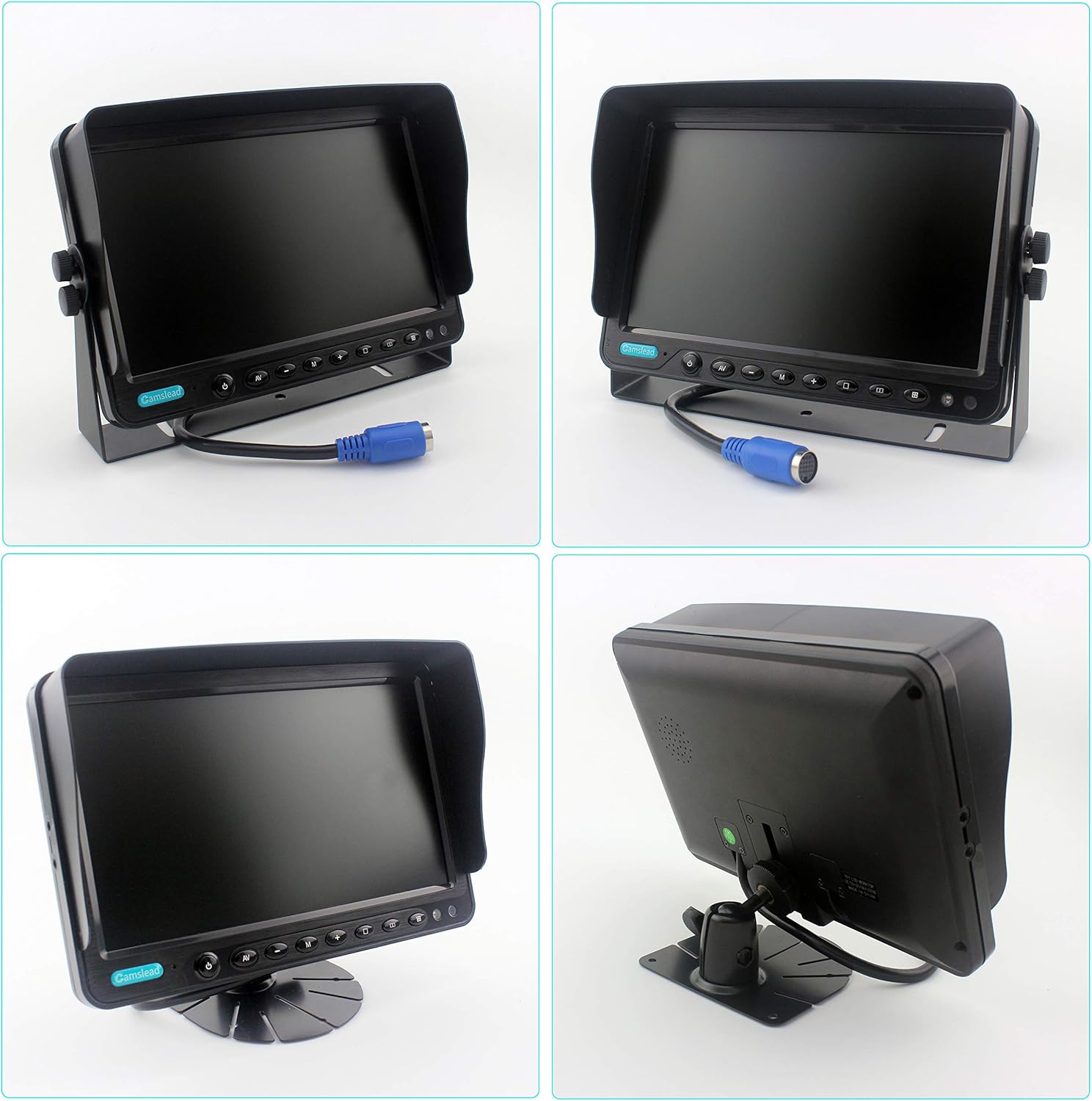 CAMSLEAD Heavy Truck Camera Vehicle Vision Safety Backup Camera System 7 inch Monitor Built-in DVR Recorder with Quad Split Screen Vehicle Rear View Camera Monitor Kit for Truck Van Caravan