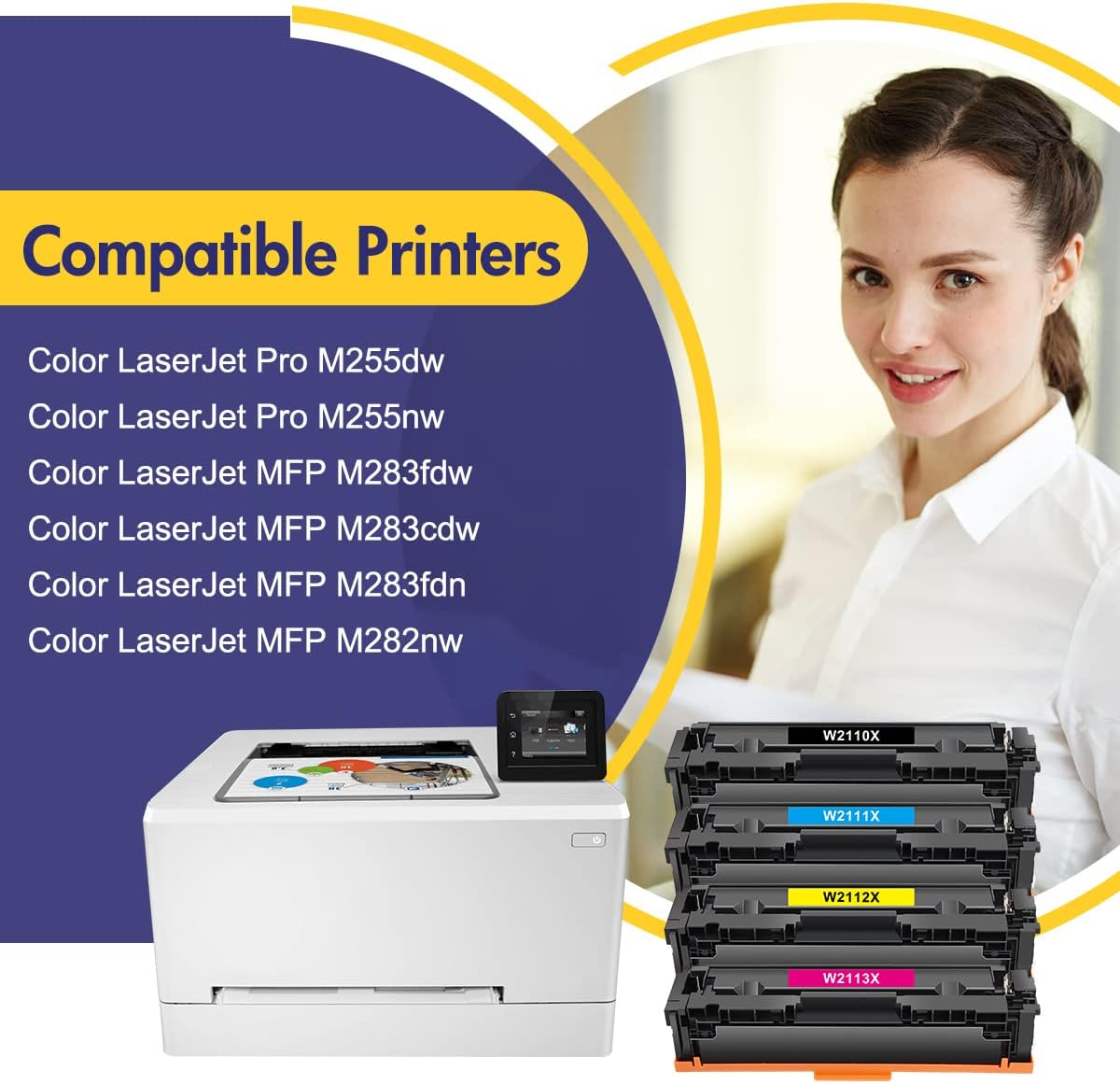 INFITONER Compatible 206X Toner Cartridge Replacement for HP 206X 206A 206 W2110X W2110A Color Pro MFP M283fdw M255dw M283cdw M283 M255 Printer Ink High Yield (Black Cyan Yellow Magenta, 4-Pack)